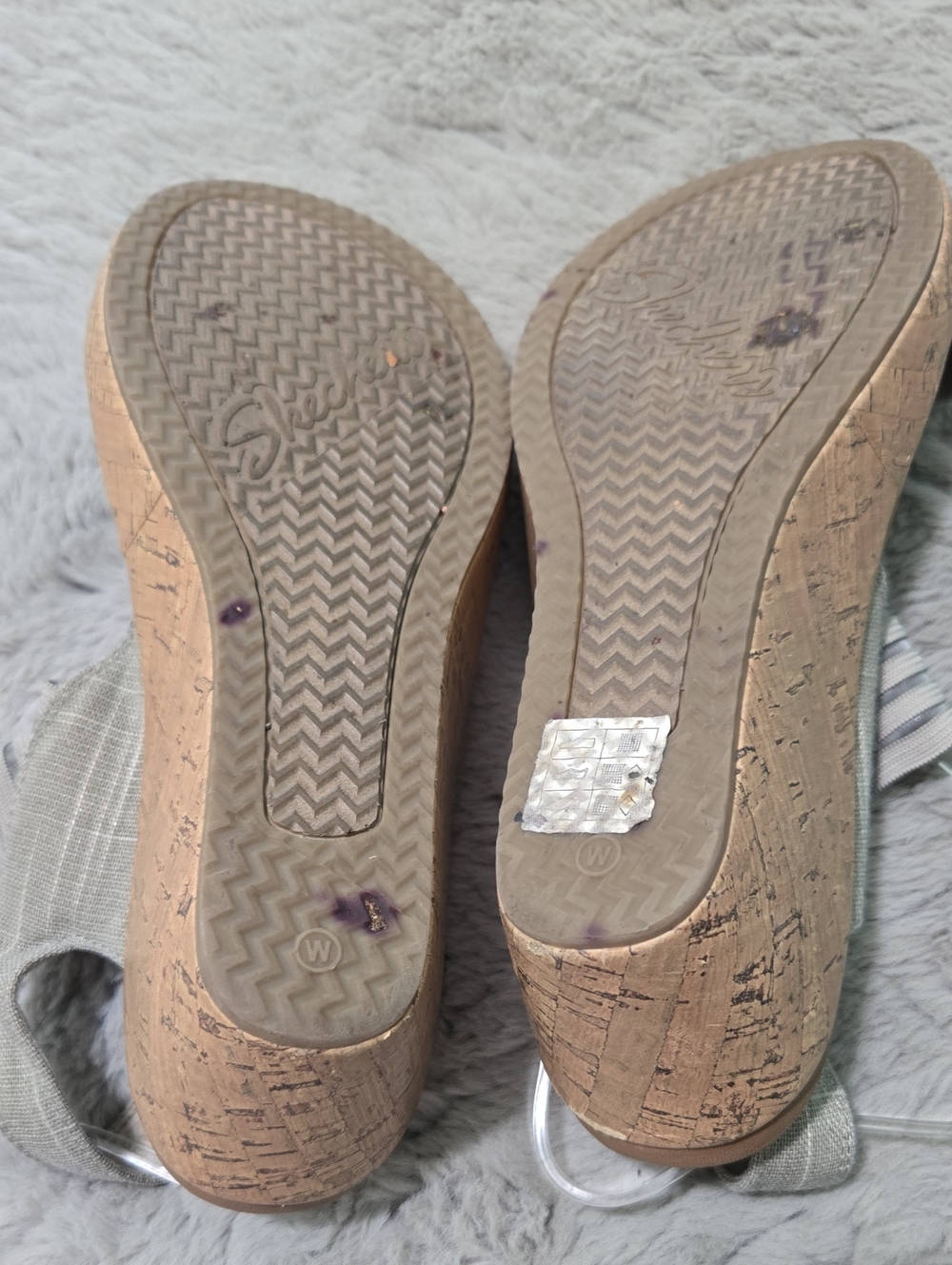 Skechers Beverlee Smitten cork wedge sandals stretch slingback strap size 9.5W - Picture 12 of 14